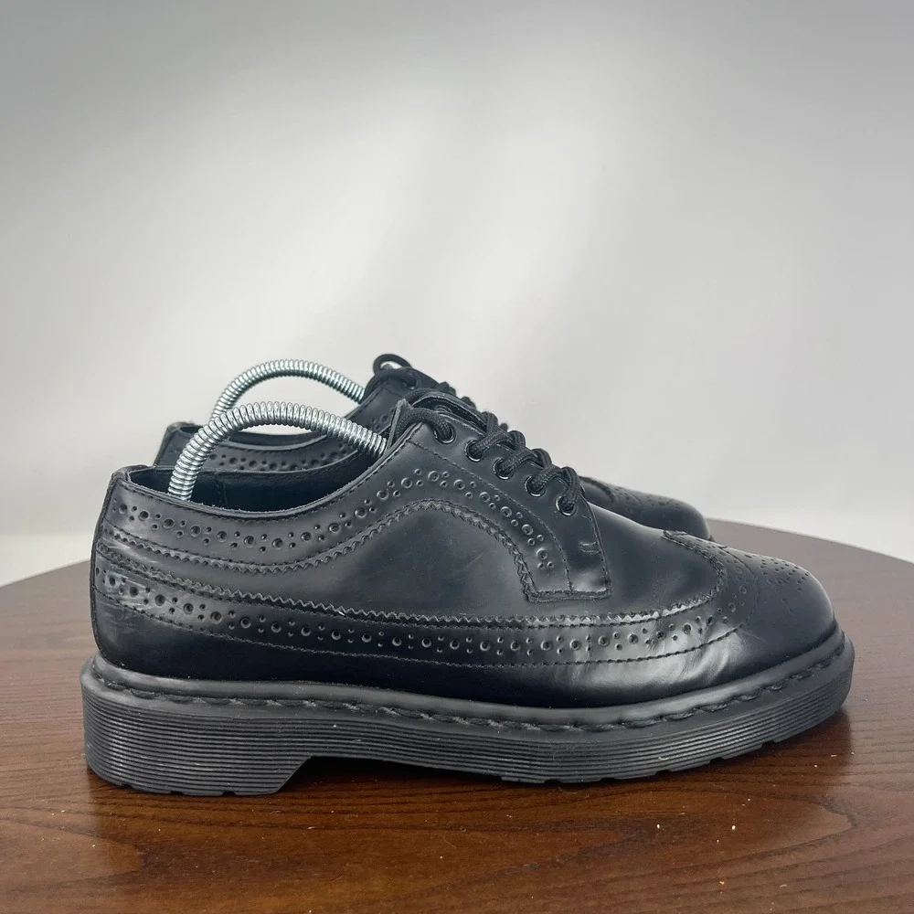 Dr Martens Oxford 3989 Shoes Men 6 Black Leather Smooth Wingtip Brogue Derby‎ W7